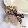 Presilha de Cabelo Vintage Estilo Japonês Estilo Maillard Estrela de Cinco Pontas Peluda com Laço Acessórios de Cabelo Franja Cabelo Lateral Quebrado para Menina