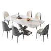 Juego de mesa de comedor y sillas minimalista moderno de pizarra, mesa de comedor rectangular de lujo ligero ultracristal de alta gama para uso doméstico