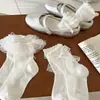 Meias Femininas Primavera e Verão Estilo Fino Infantil Laço Renda Branca Meias Princesa Verão Malha Meia-Calça Bebê Menina