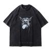 Camiseta de manga curta Doberman Dog Printed Wash Retro oversize High Street Half Sleeve Trendy Brand Loose Ins Bear para homens e mulheres
