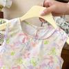 Falda Floral para Niñas Verano Nuevo Estilo Moda Chaleco sin Mangas Falda de Princesa Vestido con Lazo para Niñita Dropshipping