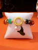 Pulsera de Cuentas de Colores con Colgante de Gato Fantasma y Sombrero de Mago Pulsera Apilable Joyería de Halloween