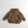 Suéter infantil práctico de otoño e invierno estilo coreano, tejido casual retro de color liso con capucha para niños y niñas