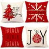 Funda de almohada navideña más vendida transfronteriza con estampado festivo de Papá Noel, funda de almohada para decoración del hogar, venta al por mayor directa del fabricante