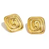 Diseño Transfronterizo Estilo Ins Europeo y Americano, Pendientes Vintage de Moda, Pendientes Cuadrados de Laberinto Chapados en Oro de 18K de Acero Inoxidable para Mujer
