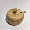 Venda Quente Transfronteiriça Utensílios de Cozinha Potes de Tempero de Bambu Caixas de Armazenamento Domésticas à Prova de Umidade Direto do Fabricante com Tampas e Colheres