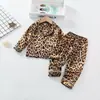 Ropa para Niños Comercio Exterior Niños y Niñas Ropa para Casa traje Verano Nuevo Bebé Suave y Cómodo Estampado de Leopardo Manga Larga Pantalones traje