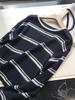 Blusa de cáñamo transpirable ~ Camiseta informal de cuello redondo con protección solar ligera y rayas anchas