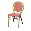 Mesa y Silla de Exterior de Fábrica Combinación Metal Mimbre Retro Silla de Comedor Francesa Interior y Exterior B&B Balcón Patio Silla Individual