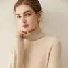 Suéter de cashmere 100% puro com gola alta para mulheres, nova cor sólida de outono e inverno, pulôver solto, camisa básica