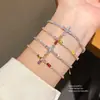 Pulseira de puxar com cruz de zircônia banhada a ouro 18k real, estilo nicho de alta qualidade, joia feminina versátil e elegante