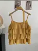 Camisole Omalai com Babados, Decote Halter, Multicamadas, Verão, Elegante, Solto, Versátil, Top 7128