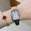 Relógio medieval transfronteiriço feminino personalidade nostálgico estilo antigo design de nicho quadrado diamante pulseira de aço relógio de quartzo feminino