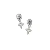 Colgante de estrella de cuatro puntas bañado en plata de ley 925, accesorio de pulsera finamente incrustado, componente semiacabado para manualidades DIY S1062