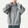 Moletom gola polo masculino estilo minimalista moderno, peça versátil casual de alta durabilidade, nova coleção primavera/outono