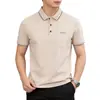 Camiseta tipo polo de manga corta estilo comercio exterior para hombre, verano casual de negocios, sin arrugas, fresca, amigable con la piel, transpirable, camisa con cuello