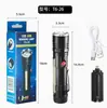Linterna de Exterior de Alto Brillo en Stock, Multifuncional Recargable por USB con Zoom T6 Luz de Largo Alcance con Imán y Clip para Bolígrafo, Linterna Cob
