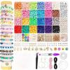 Amazon 24 Colores 5800 Piezas Cuentas de Arcilla Suave Kit DIY Pulsera Collar Kit de Cuentas con Letras Cuentas para Hilo