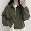 Outono Amazon Cross-Border Roupas Femininas Confortável Cor Sólida Solta Bolso Grande Manga Longa Jaqueta de Couro PU Pg5524