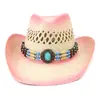 Nuevo Sombrero de Paja de Mezclilla Pintado de Colores Primavera y Verano Hombres y Mujeres Estilo Occidental Viajes al Aire Libre Sombrero Protector Solar Sombrero de Playa