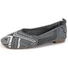 Zapatos de Punto Transpirables de Suela Blanda de Boca Baja de una Capa para Comercio Exterior Europeo y Americano para Mujer, Estilo Étnico Transfronterizo Slip-on de Punta Cuadrada, Zapatos de Barco Lazy