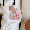 Bolso infantil de dibujos animados lindo, bolso cuadrado pequeño cruzado con cadena de moda, estilo occidental, color contrastante, bolso de hombro portátil para niñas, venta al por mayor