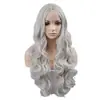 Foto Real de Cabello Largo y Rizado con Raya en Medio, Peluca Multicolor, Peluca de Carnaval de Halloween, Venta de Fábrica