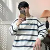 Playeras personalizadas a rayas estilo Hong Kong para hombre y mujer para primavera, otoño e invierno, camisetas de manga larga con estampado digital, capas base estilo celebridad de internet