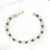 Transmisión en Vivo Transfronteriza Deslumbrante Pulsera Tenis Colorida Chapada en Oro con Circonita, Sensación de Alta Gama, Cierre Plegable, Estilo Minimalista