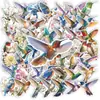 56 pegatinas de graffiti de colibrí acuarela de compra directa transfronteriza, pegatinas decorativas creativas florales y de pájaros artísticos para agendas y tabletas