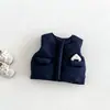 Conjunto de 3 Peças Dianxi para Bebê Meninos - Suéter com Capuz e Pom-Pom de Inverno, Colete de Desenho Animado, Calça Jogger Listrada com Veludo
