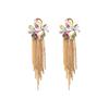 Aretes de borla bohemios japoneses y coreanos para mujer, aretes largos exagerados hechos a mano europeos y americanos, aretes de temperamento elegante y magnífico