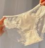 Sexy oco malha renda cuecas femininas cintura baixa puro transparente branco cuecas estilo feminino verão fino cuecas