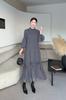 Vestido Largo de Manga Larga con Pliegues, Nuevo, Holgado, Tallas Grandes para Mujer, para Otoño e Invierno, Moderno y Elegante, de Alta Gama, Resistente, Vestido Base Largo