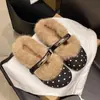 Pantuflas Baotou para Mujer, Planas, para Exteriores, sin Cierre, estilo Birkenstock, Perezosas, Peludas, Otoño Invierno, Peludas, Retro, Lunares, Estilo 2026