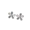 "Elegancia Floral Azul" estilo francés de alta gama, elegantes, delicados, diseño nicho con huecos, aretes/clips para oreja de color azul ahumado con diamantes de hielo