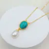 Brincos de Pérola Genuína de Água Doce Naturais Brincos Turquesa Simples Retrô Brincos de Pérola em Forma de Gota Atacado Transfronteiriço