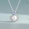 Collar Original de Perlas de Concha Marina para Mujer, Plata Pura, Estilo Coreano, Fresco y Elegante, Cadena para Clavícula con Colgante Geométrico Irregular