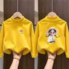 Blusa Top Base Camada Interna Pelúcia Escovada para Meninas Estilo Outono/Inverno para Crianças de Meia-Idade e Mais Velhas Gola Meia-Alta Manga Longa Camiseta Top Novo Estilo Outono/Inverno