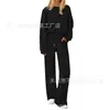 Comércio Exterior Europeu e Americano Roupas Femininas Transfronteiriças Venda Quente na Amazon Conjunto Casual de Duas Peças Malha Outono e Inverno e Calça Wide Leg