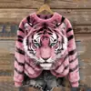 Nueva sudadera de franela con cuello redondo para mujer, impresión digital 3D de Amazon, sitio web independiente transfronterizo, personalizable para otoño e invierno