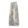 Nuevos pantalones de chándal tie-dye estilo americano desgastados, pantalones de chándal de pierna recta para otoño, pantalones largos de pierna ancha, pantalones casuales para hombre
