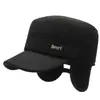Chapéu Quente Masculino Outono/Inverno Chapéu de Lã e Algodão para Exterior Chapéu de Aba Reta para Homem de Meia-Idade/Idoso com Proteção para Orelhas Espessa