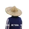 Sombrero de Sol de Bambú Hecho a Mano, Impermeable y Protección Solar, Sombrero de Paja Decorativo, Accesorios para Actuaciones de Danza para Hombres y Mujeres, Gorra del Ejército Rojo
