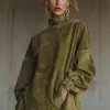 Vestido de Terciopelo Dorado con Borlas, Cuello Redondo Texturizado, Manga Larga Suelta, Cuello Alto, Estilo Europeo y Americano Nuevo para Moda de Otoño e Invierno 2026