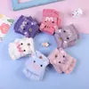 Luvas infantis inverno bebê fofo conjunto de meio dedo meninas meninos inverno forrado de fleece quente à prova de vento crianças conjunto de cinco dedos