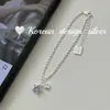 Pulsera de plata de ley S925 con cuentas de estrella y corazón de circón azul dulce, estilo minimalista japonés, estilo ins, para apilar