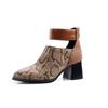 Botines de comercio exterior con estampado de serpiente, tacón grueso, punta, tallas 40-48, botines de mujer con anillo para el pie de estilo europeo y americano, otoño e invierno -61