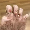 Gato Arena Dorada Ojo de Gato Mariposa Diamante Brillante Cuadros Lazo Francés Elegante Estilo Europeo y Americano Uñas Portátiles Desmontables 30 Piezas
