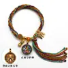 Pulsera de Hilo de Algodón de Xizang Pulsera de Thangka de Doble Cara Wuye Manjushri Pulsera del Santo Patrón de los Doce Zodiacos Pulsera Trenzada de Thangka